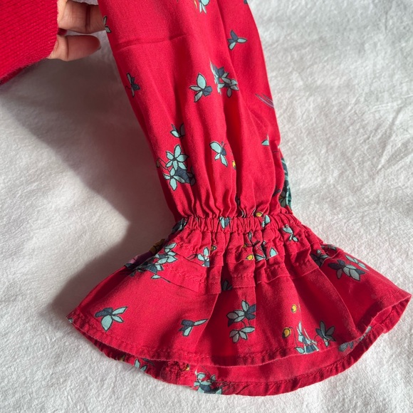 Anthropologie Maeve Fredericka Bird Floral Top Red Sz 0 Cottagecore Grandmacore - Picture 13 of 13